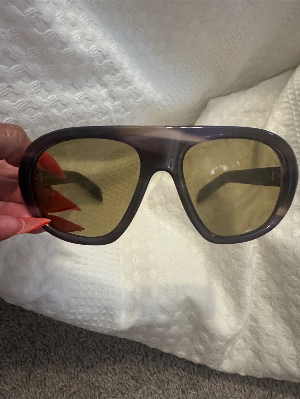 Prada Dark Brown Sunglass Arm with Gold Accent